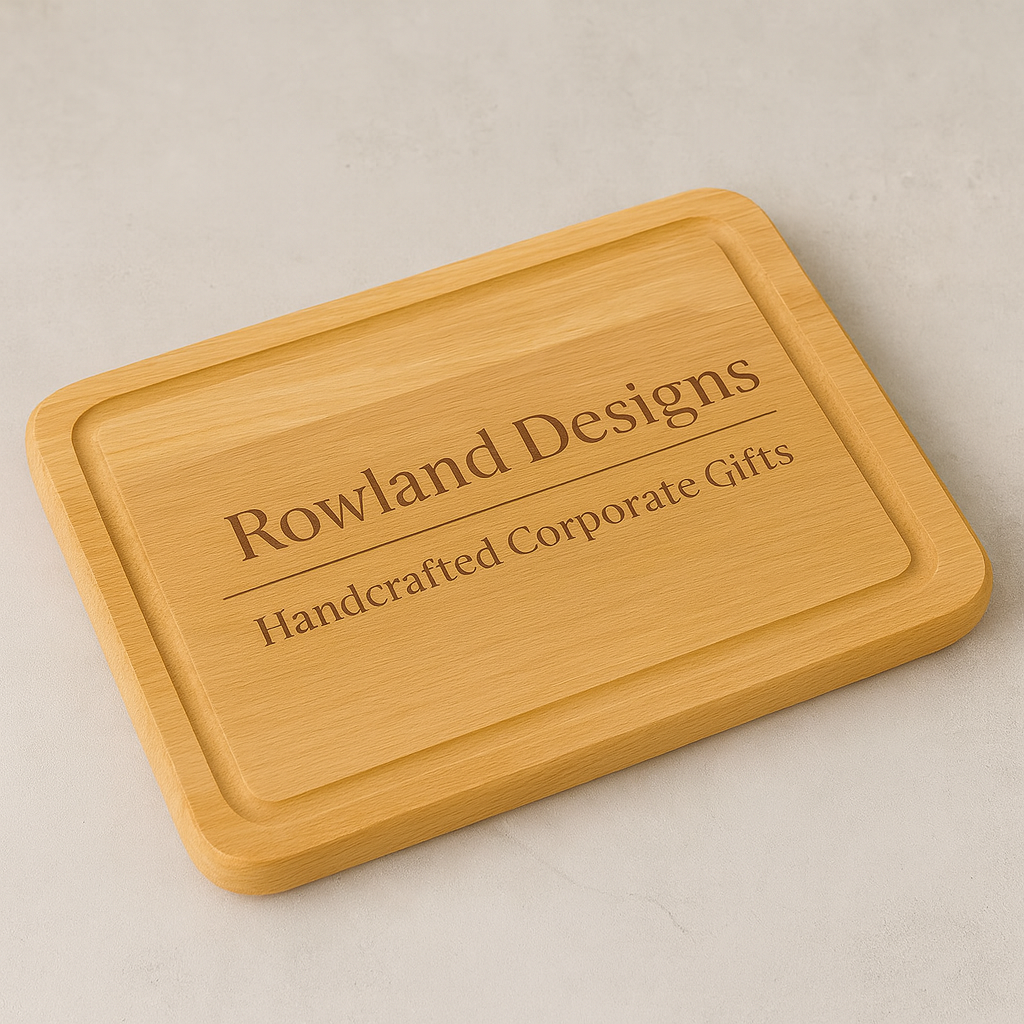 Wooden chopping board with blank background - Rowland Designs engraved