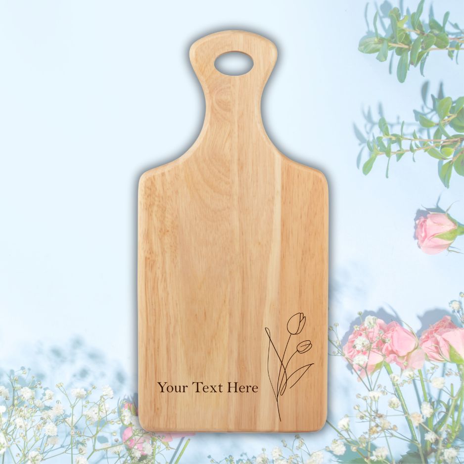Chopping Boards for Her - engraved with you text here and tulip engraved