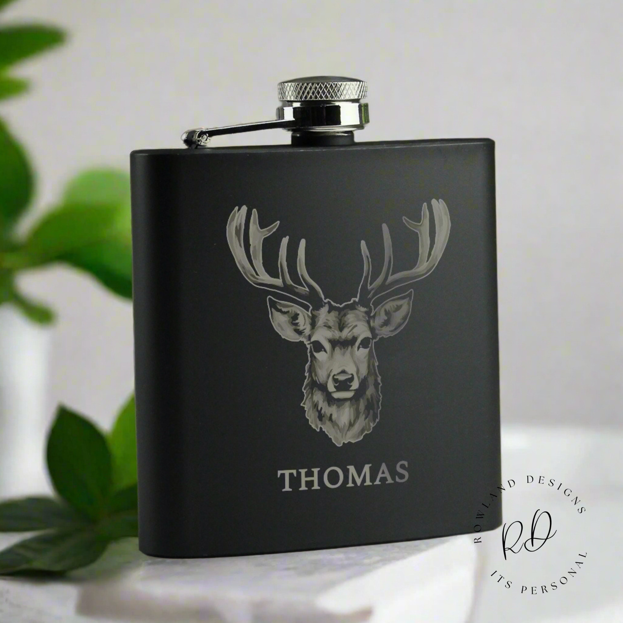 Personalised Hip Flasks - Thomas stag design