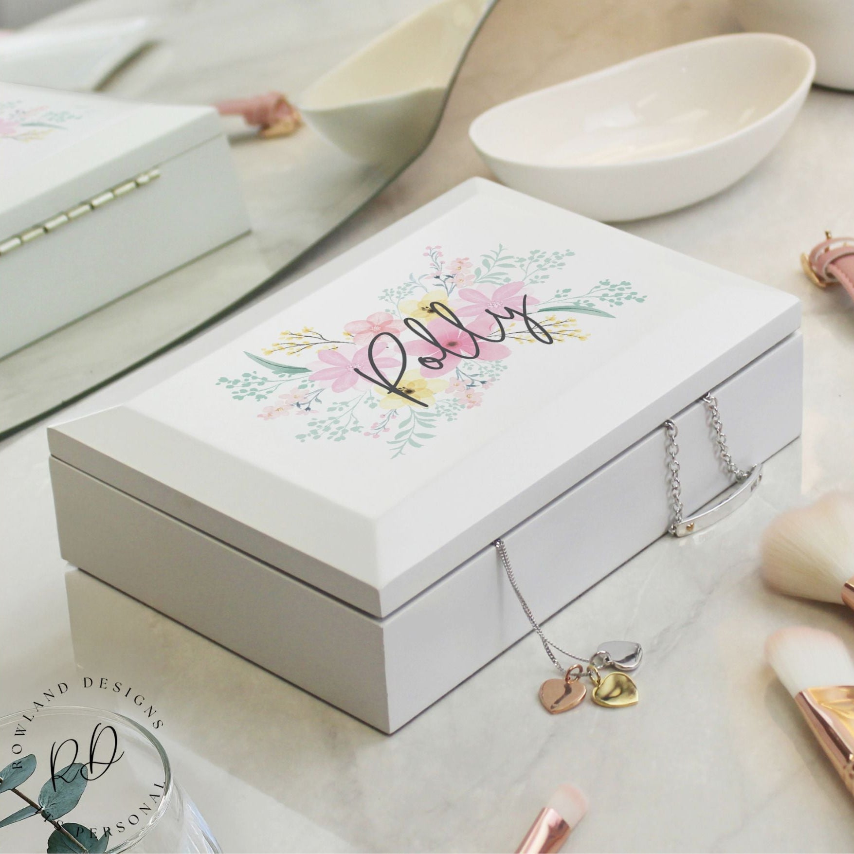 Valentine’s Day Gifts for Her - jewellery box personalised with name polly