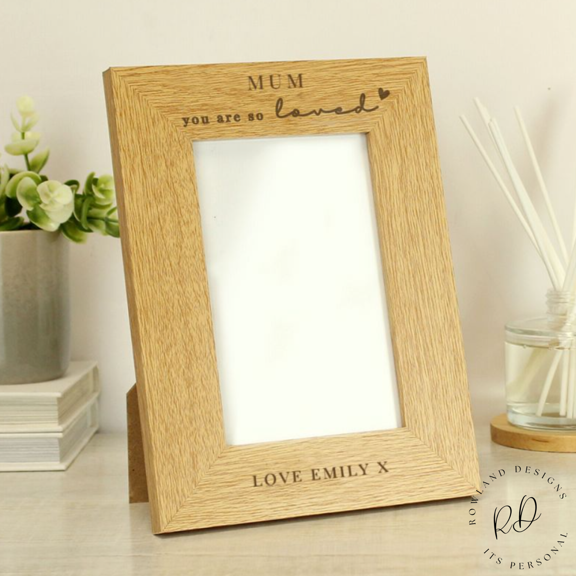 Rustic oak finish photo frame holding a 6x4 portrait photo.