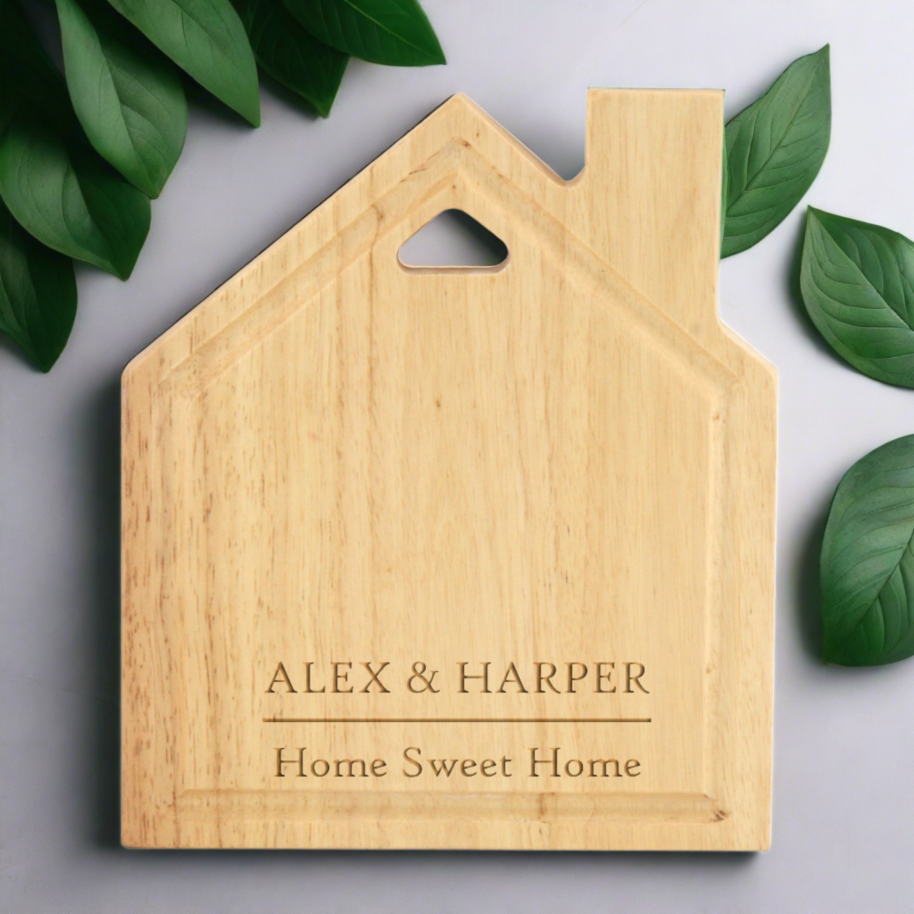 Heartfelt Addition: Engraved Personalised House Chopping Board