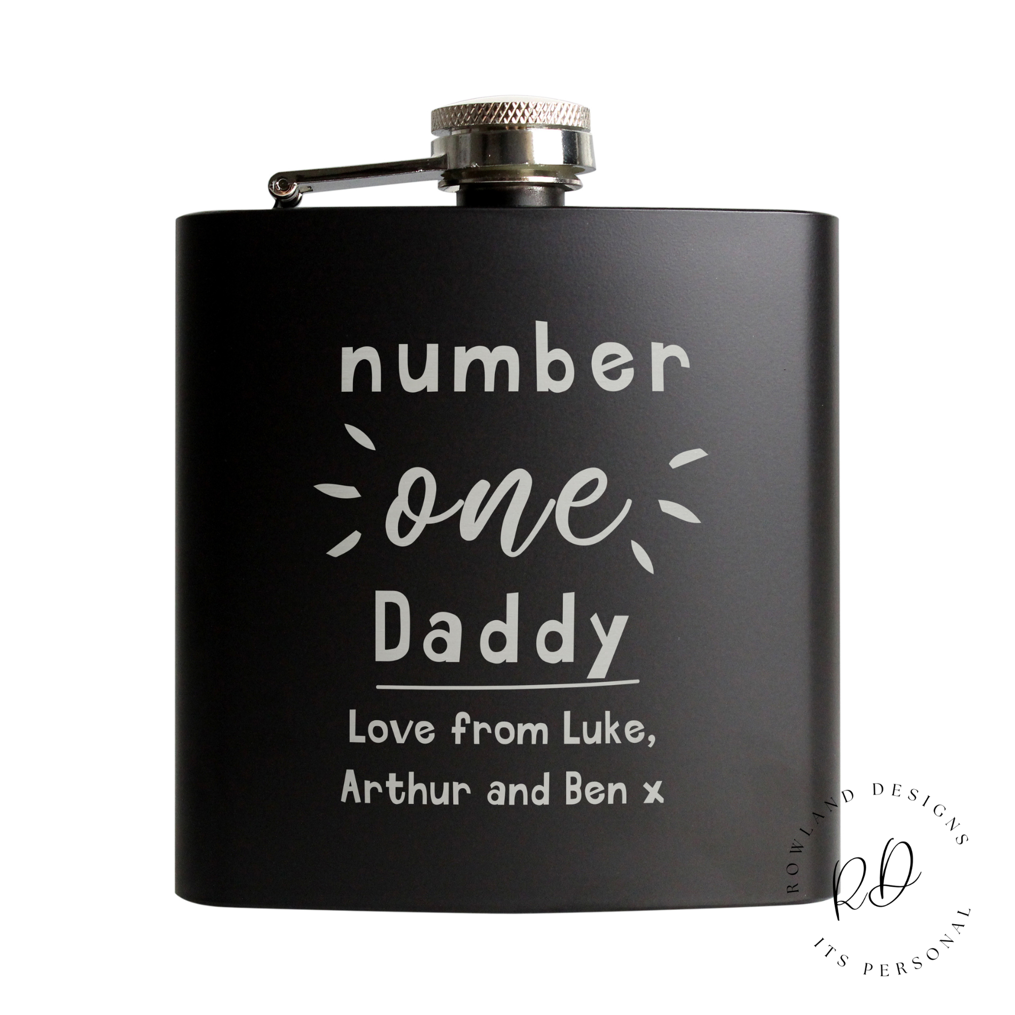 Luxury Matte Black Hip Flask – Engraved Gift