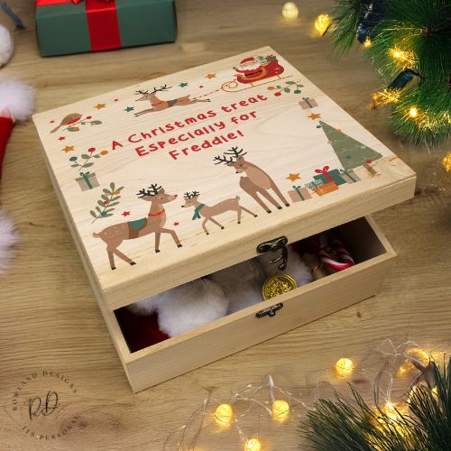 Natural Wood Christmas Eve Box Customisable 3 Lines Any Text
