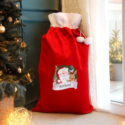 Personalised name stocking santa red stocking