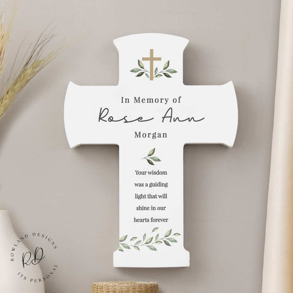 Personalised Grave Cross – Custom Wooden Memorial Ornament.