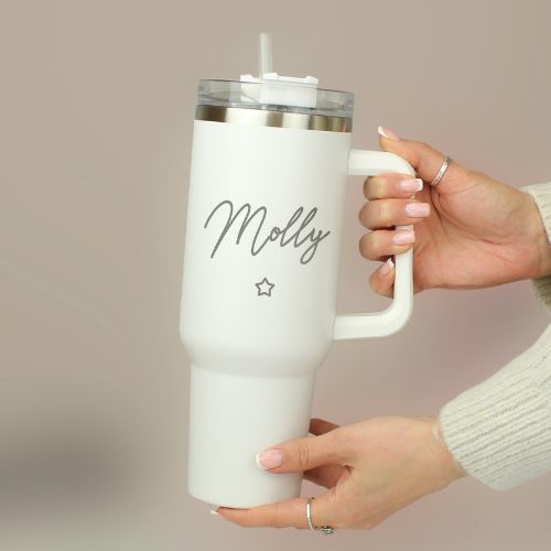 Personalised custom name coffee stanley style mug in white