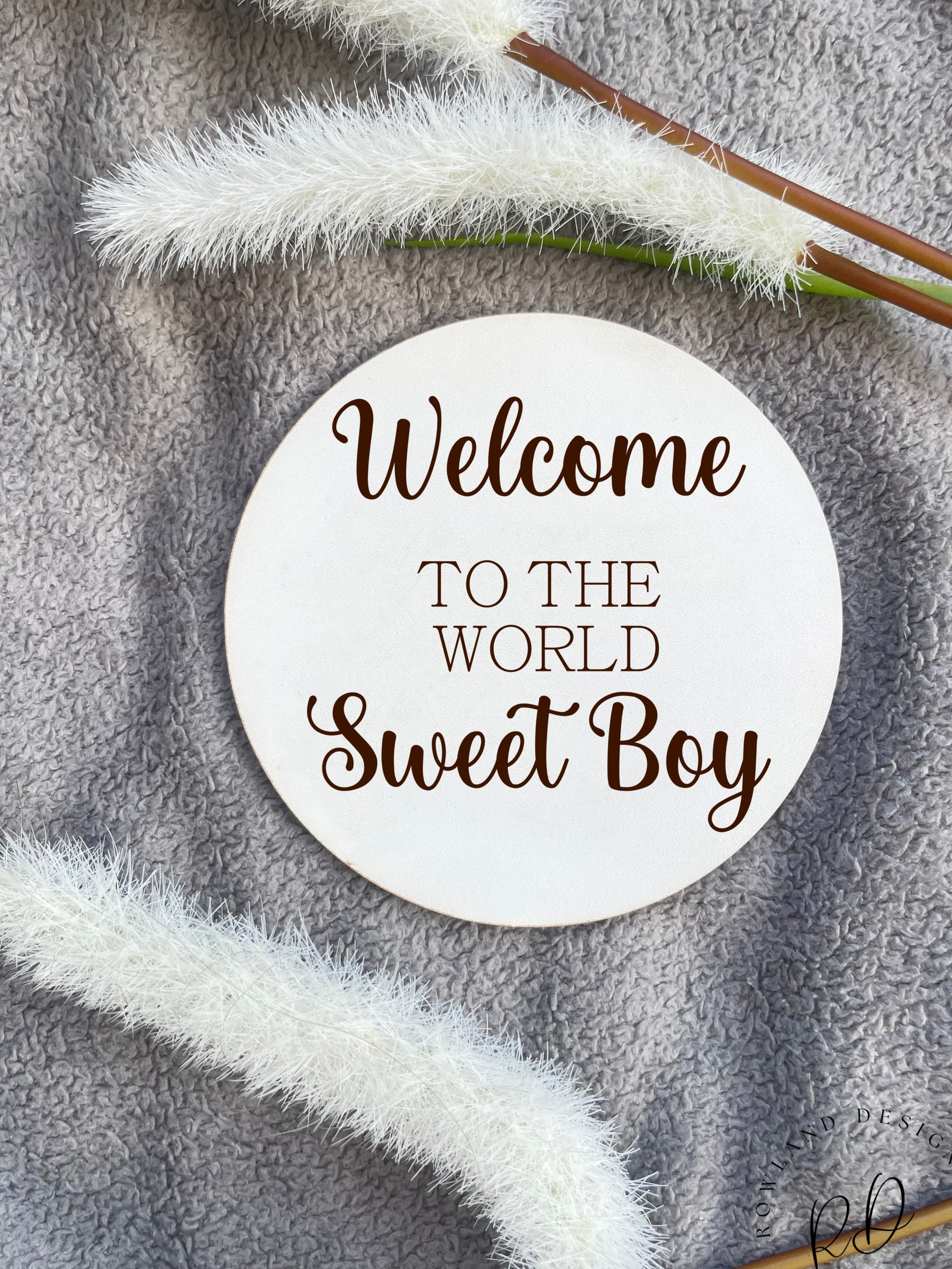 Newborn Baby Plaque – Elegant ‘Sweet Baby’ welcome sign, made from 4mm thick veneer or MDF, ideal for baby shower gifts and keepsakes.