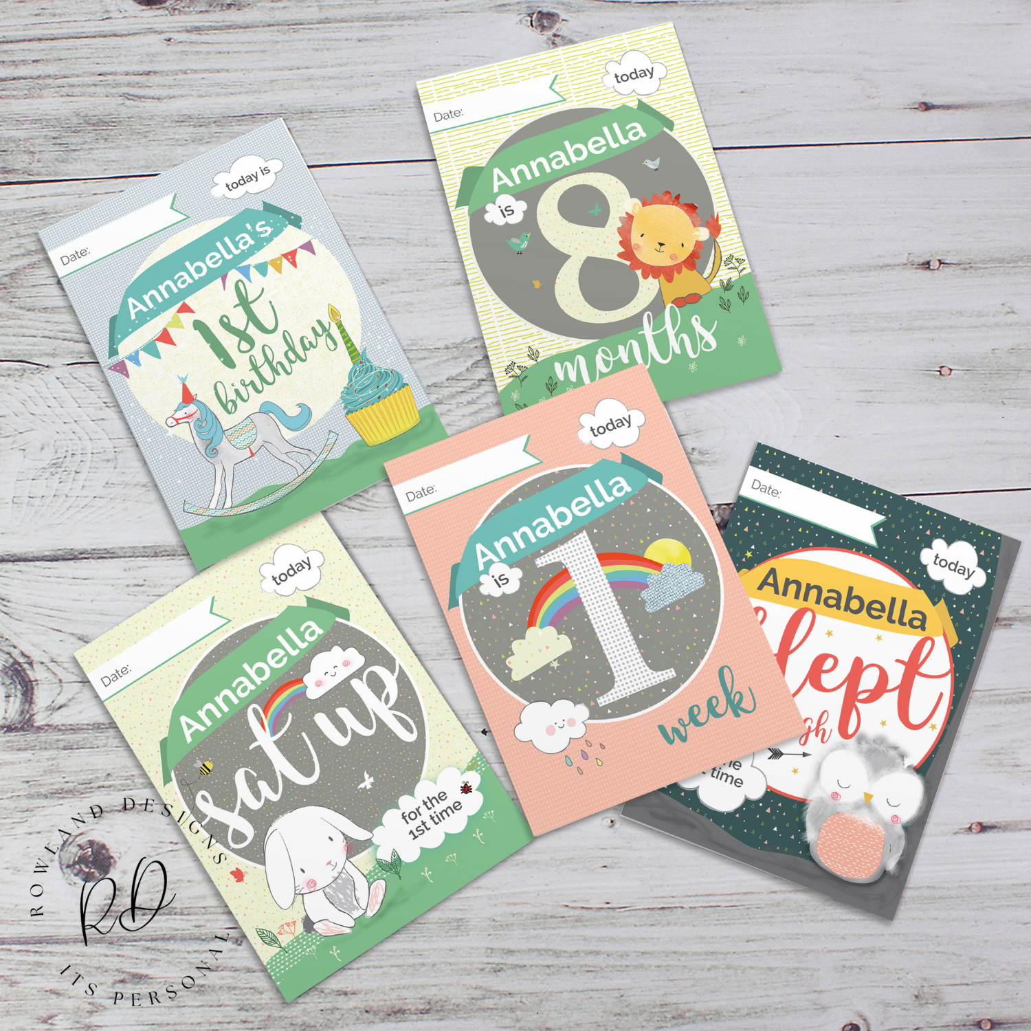 Cards marking key events in baby's first year