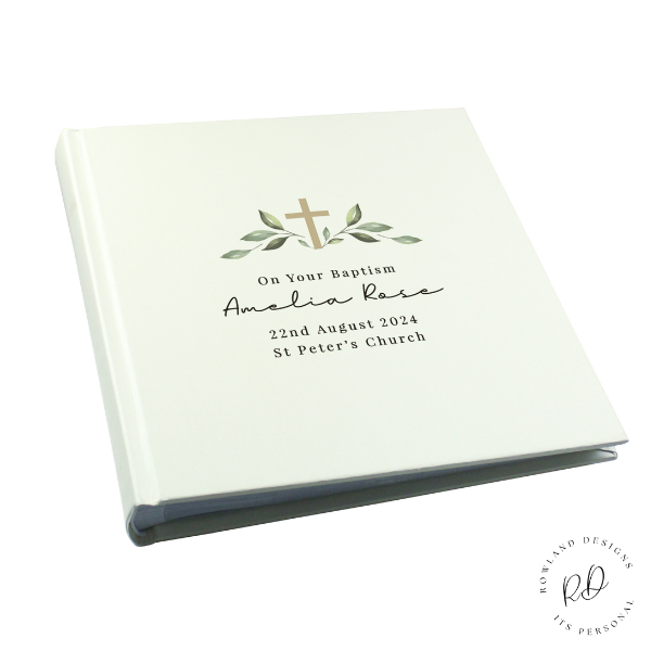 Personalised Religious Cross Square Photo Album.