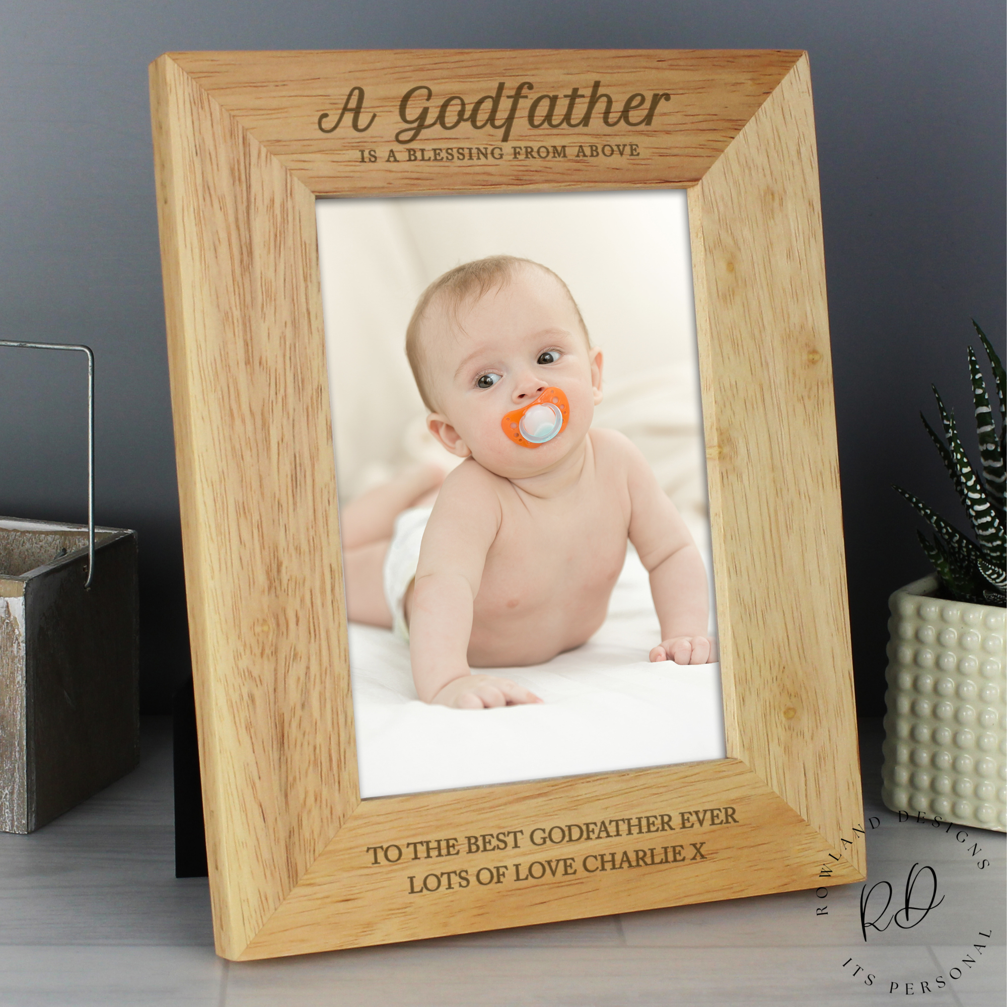 Christening and baptism godfather gift frame