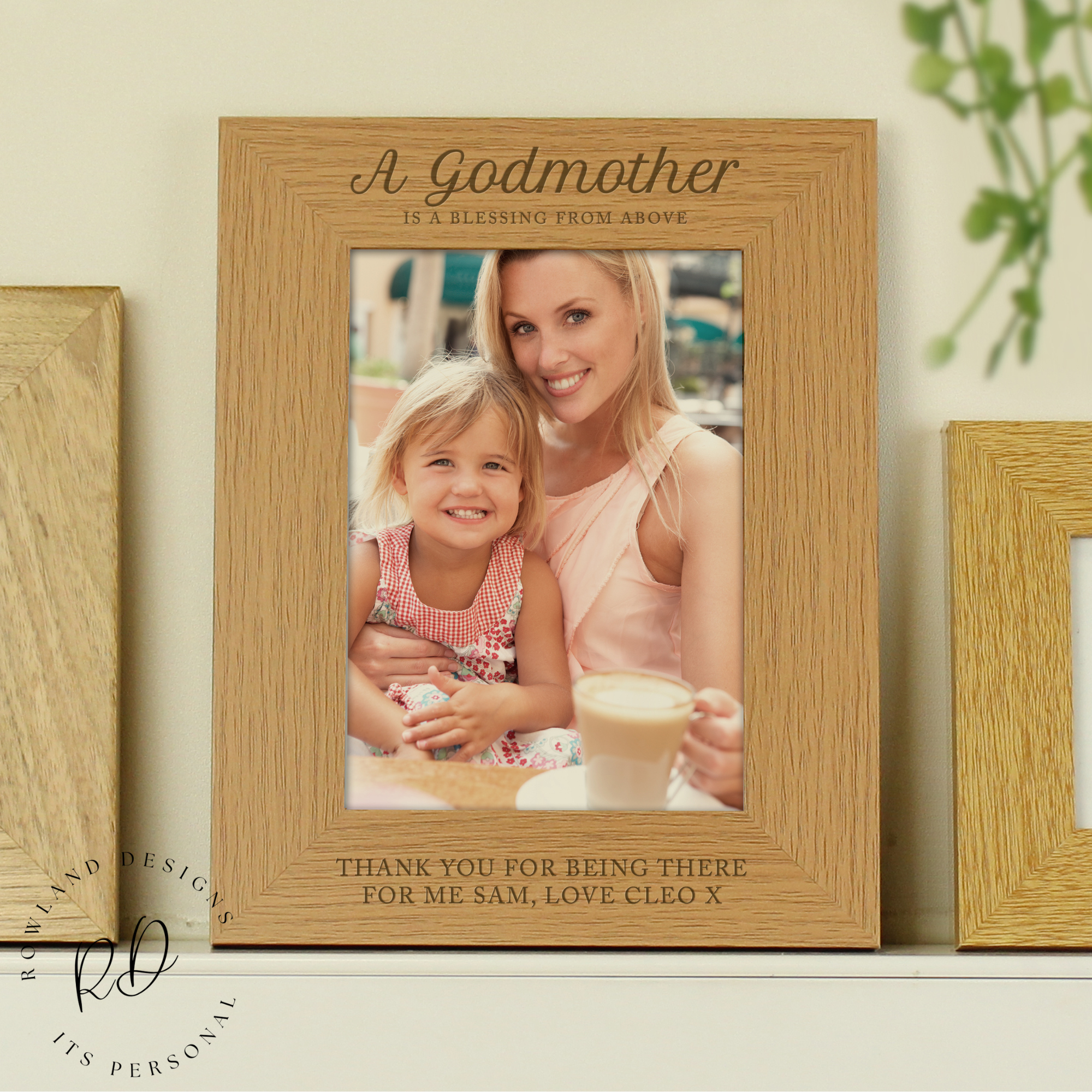 Christening gift frame for godmother