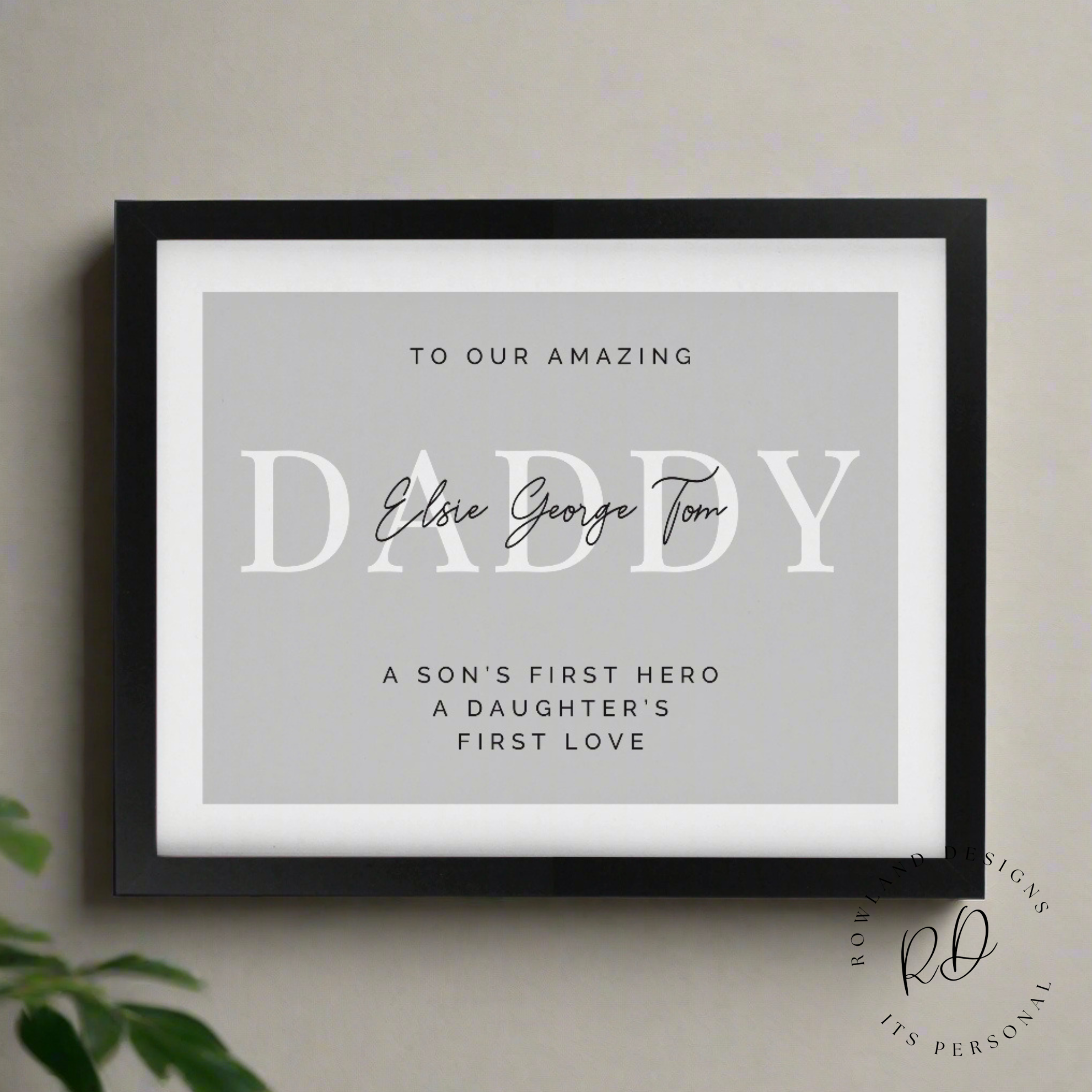 Personalised black framed print perfect for Father’s Day