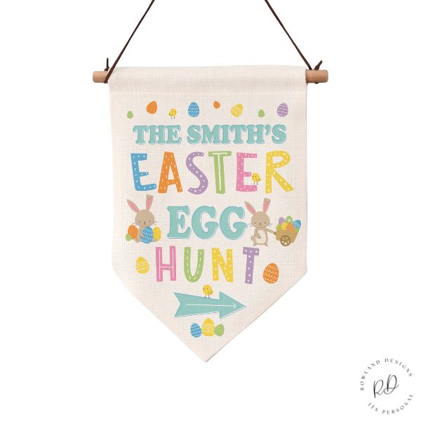Personalised Easter Egg Hunt Hanging Sign – Festive Spring Decor.