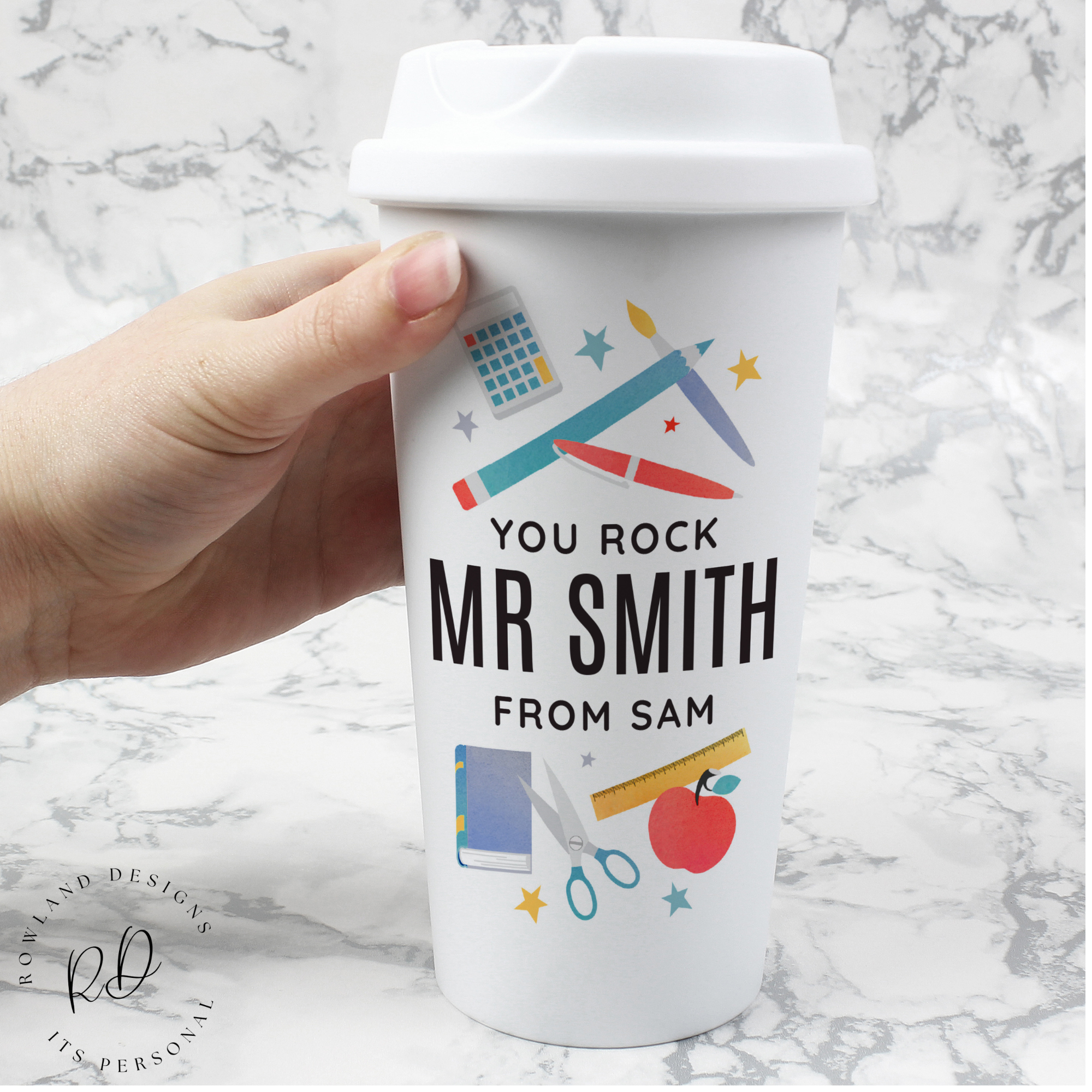 Custom insulated travel cup for teacher gift