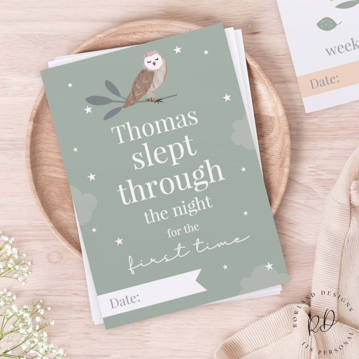 Custom baby milestone cards with baby’s name