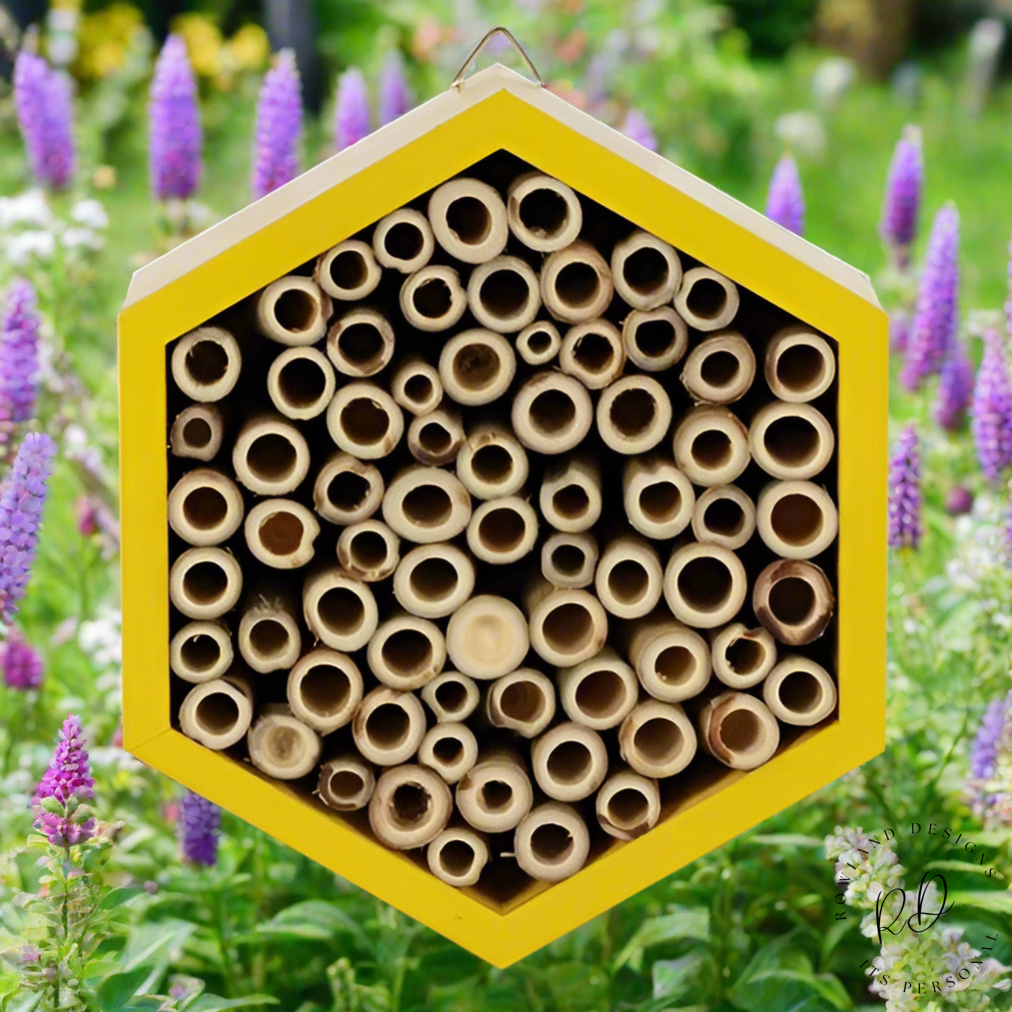 Wooden bee house for garden pollinators