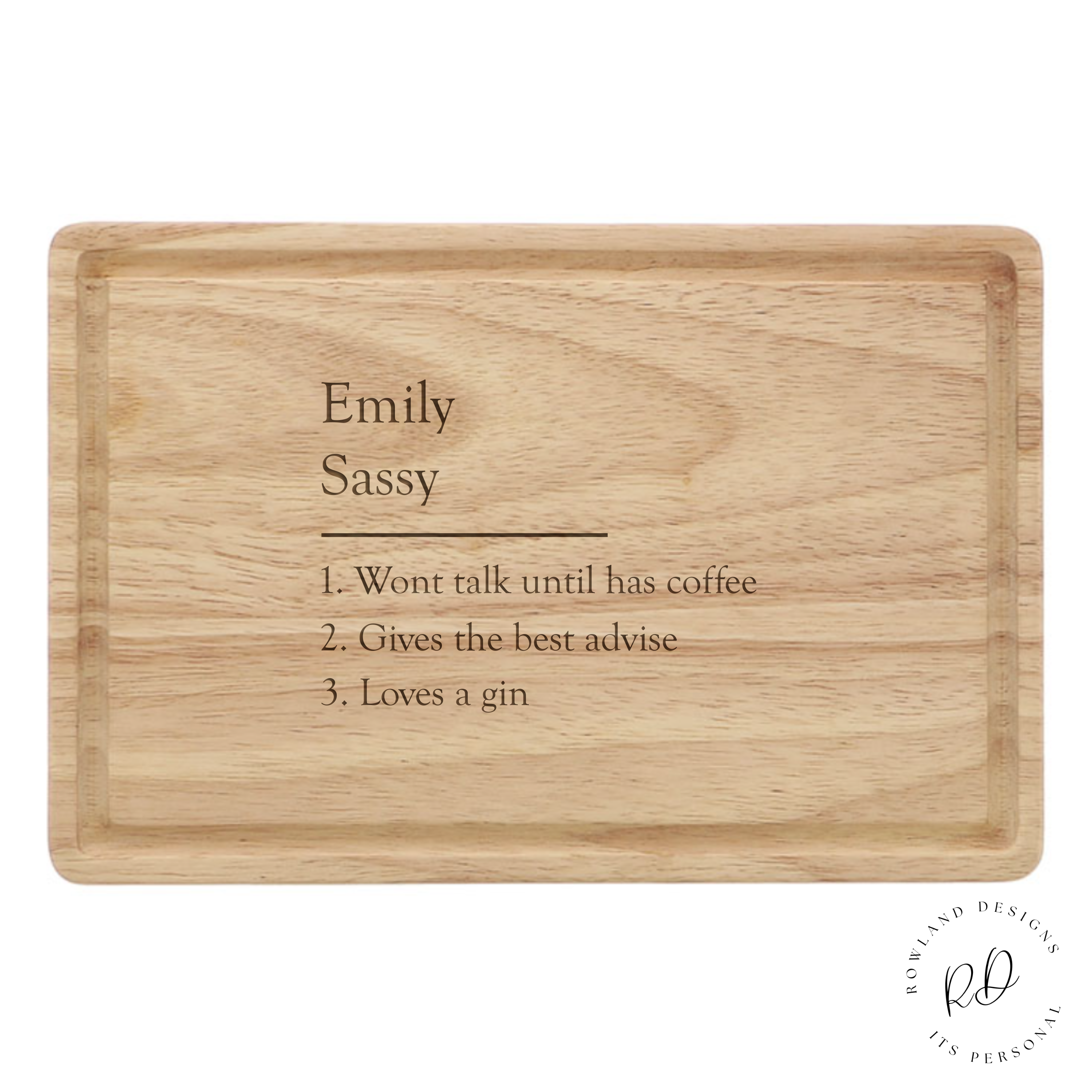 Personalised chopping board in kitchen setting – ideal gift for new homeowners or birthdays