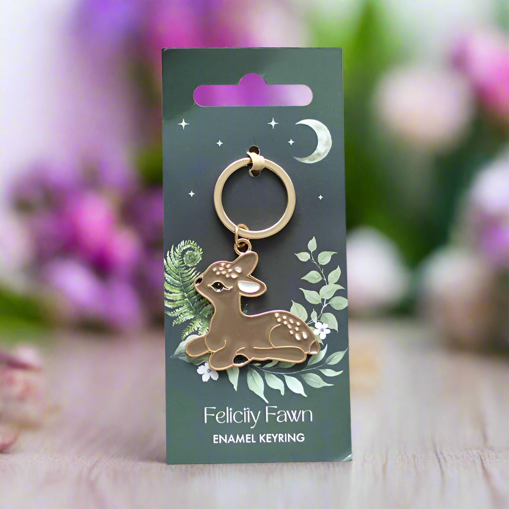 Felicity Fawn enamel keyring with deer design