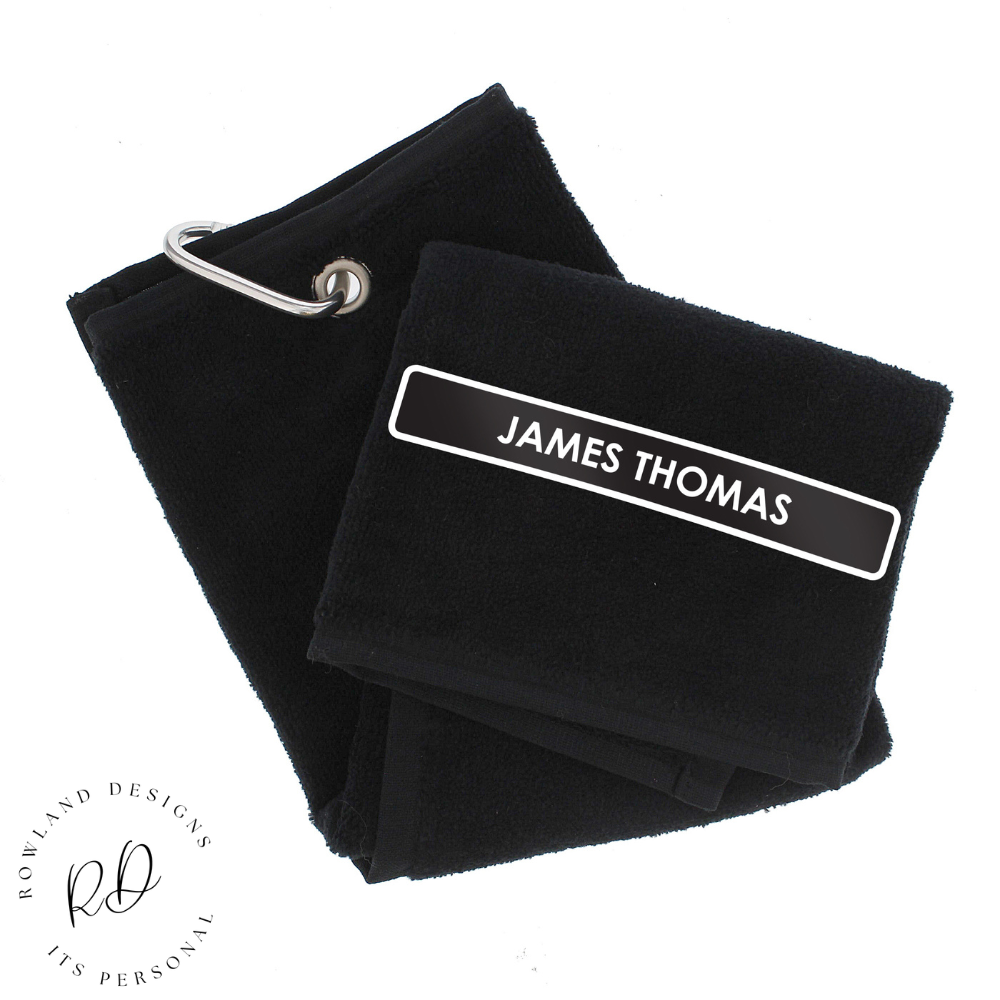 Personalised cotton towel for golf enthusiasts