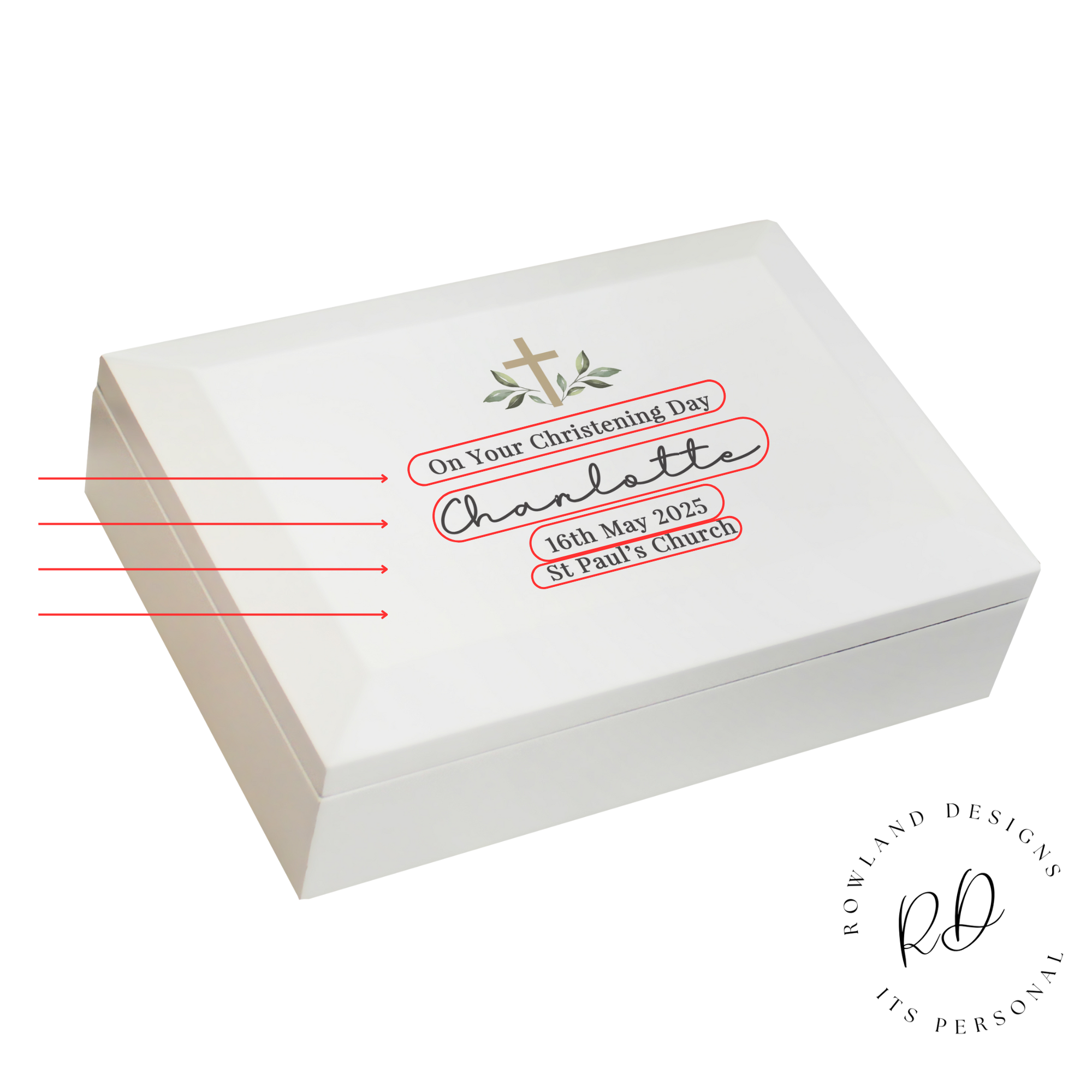 Personalised holy communion gift box with mirror and compartment