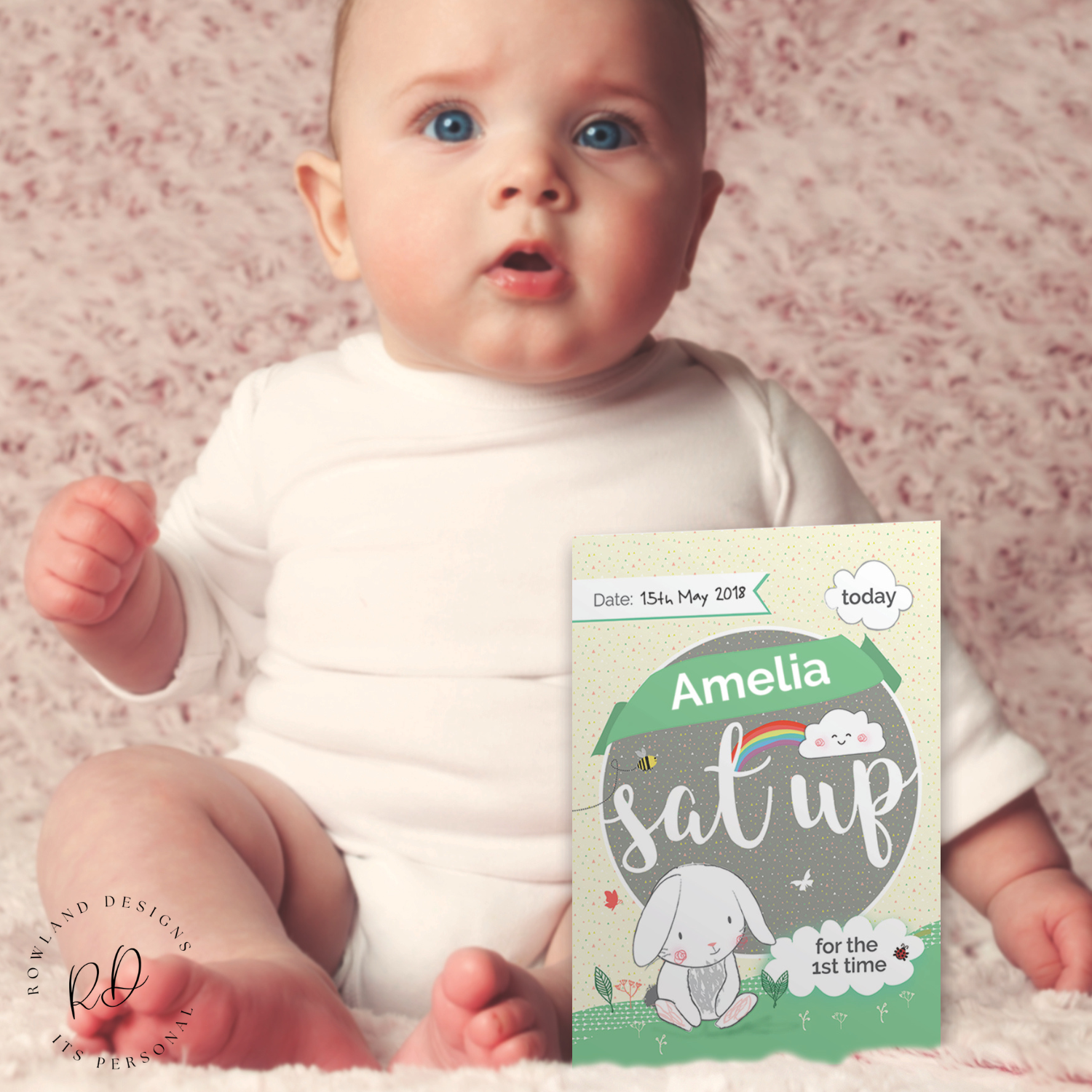 Baby milestone cards celebrating first-year moments