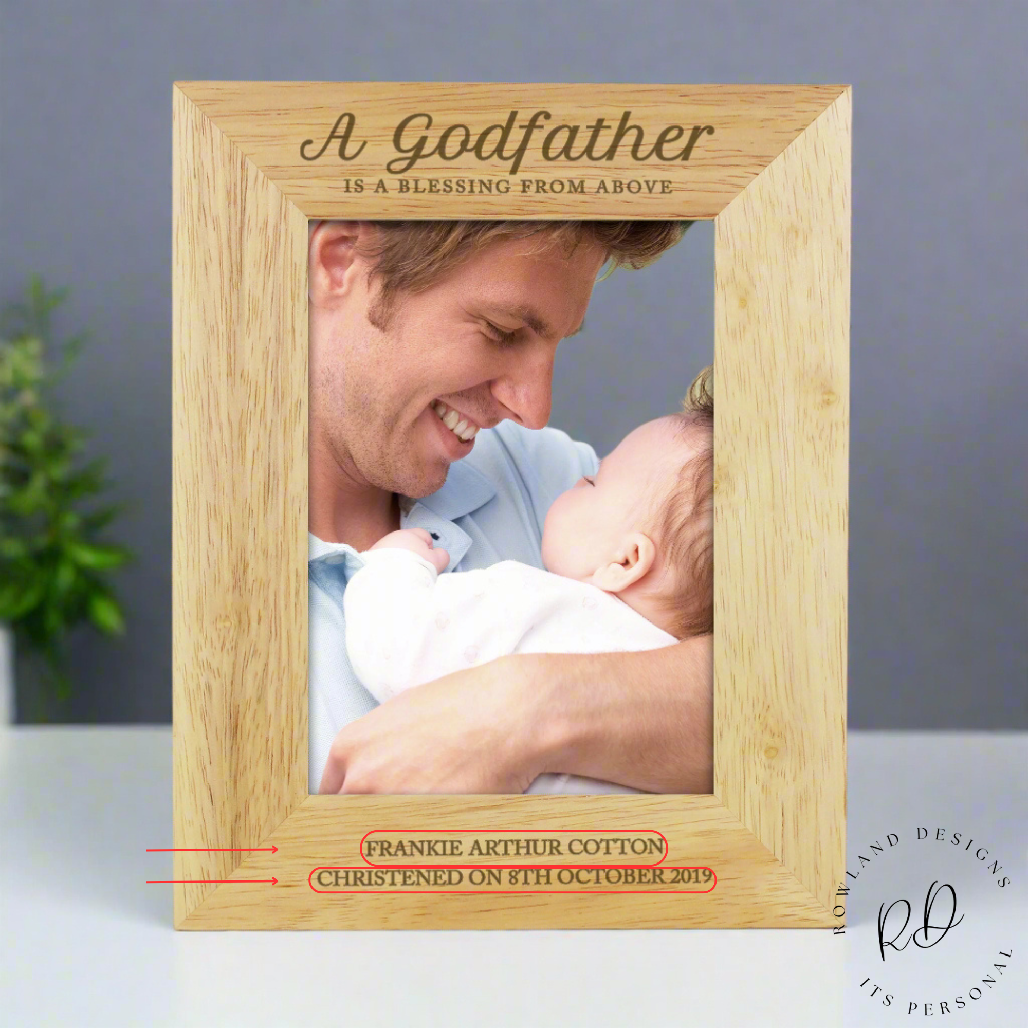 5x7 photo frame godfather gift personalised