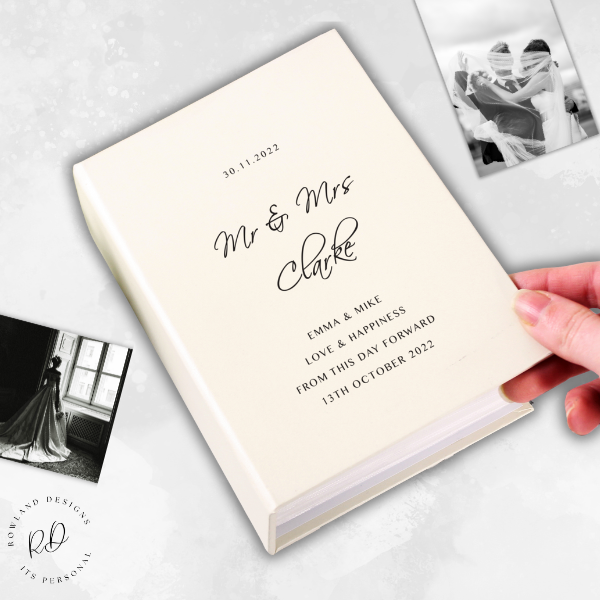 Personalised Wedding Photo Album with Custom Text.