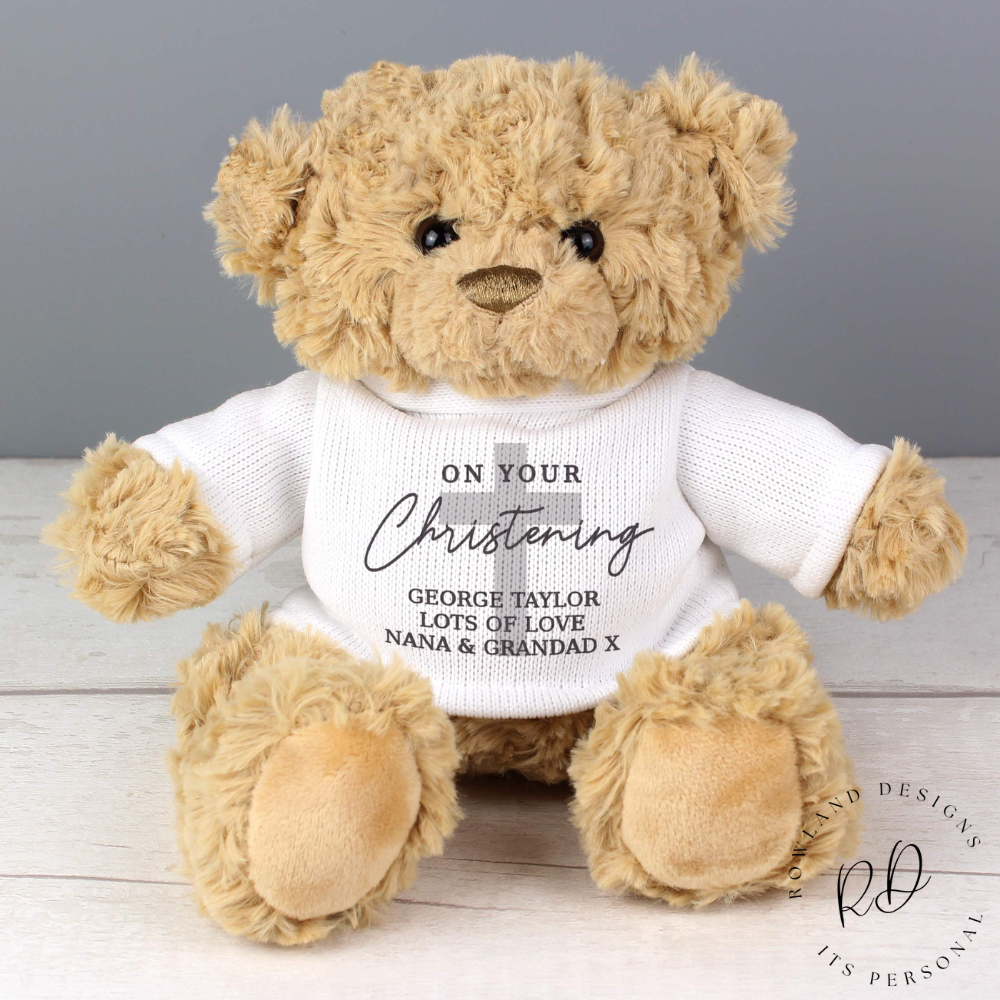 Personalised Christening Teddy Bear with Custom Name