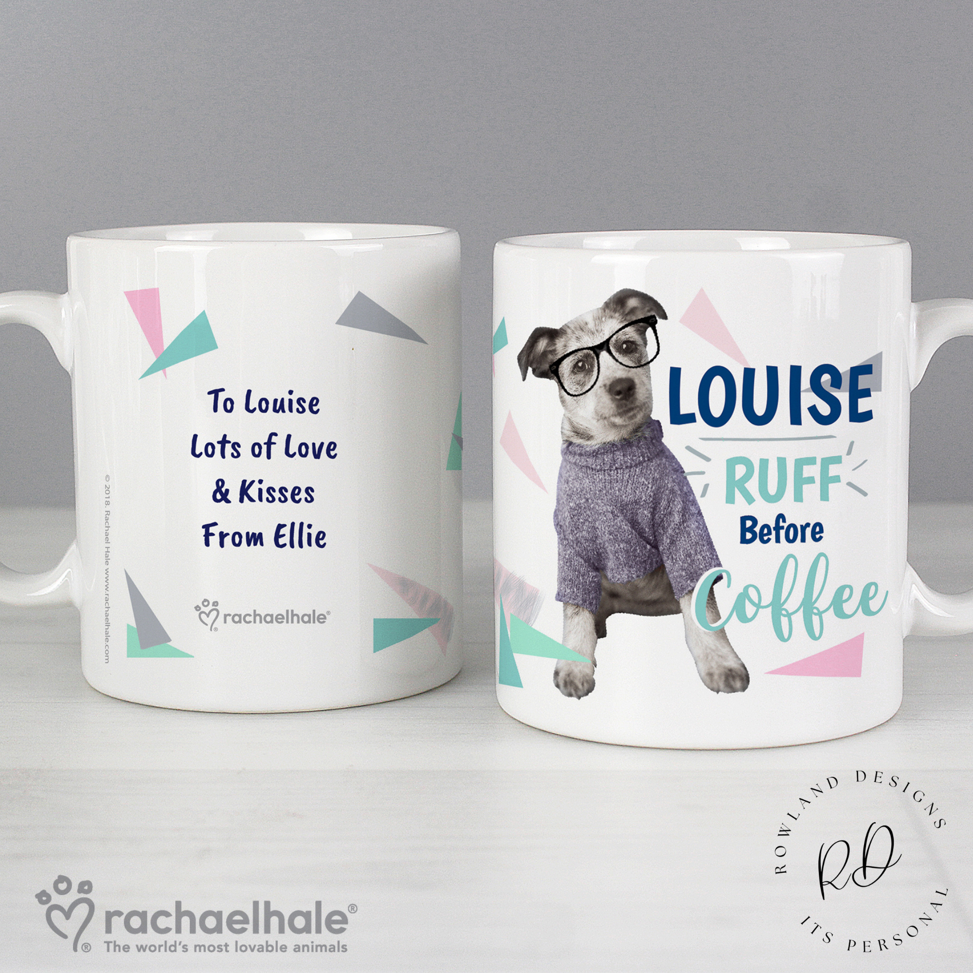 Reverse of personalised dog mug with custom message
