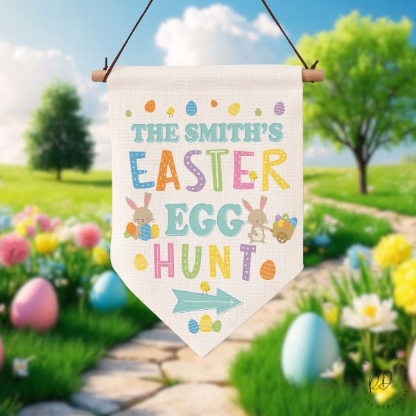 Personalised Easter Egg Hunt Hanging Sign – Festive Spring Decor.