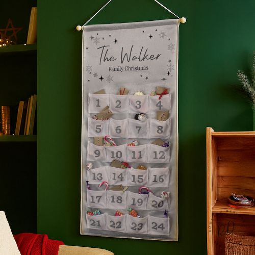 Personalised Family Christmas Advent Calendar with Two Lines of Custom Text