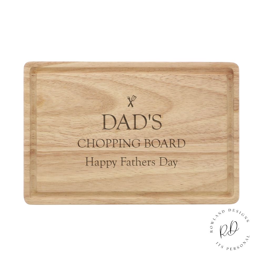Personalised wooden chopping board for Father’s Day engraved with message