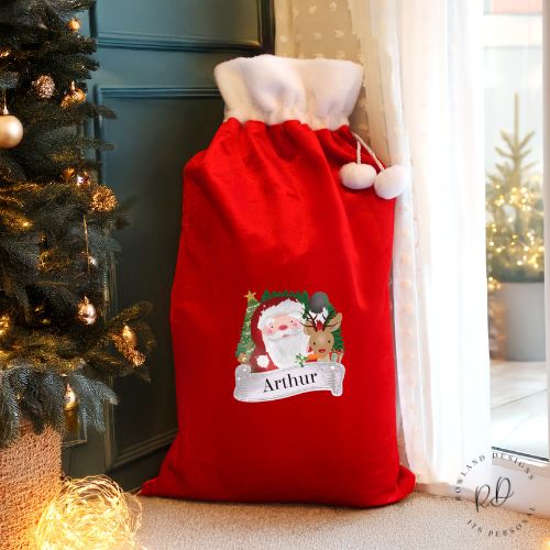 Personalised Red Fleece Santa Sack for Christmas Treats