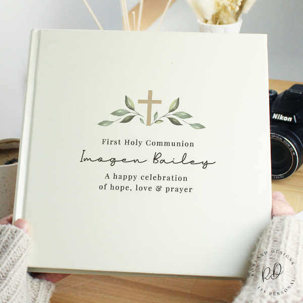 Personalised Religious Cross Square Photo Album.