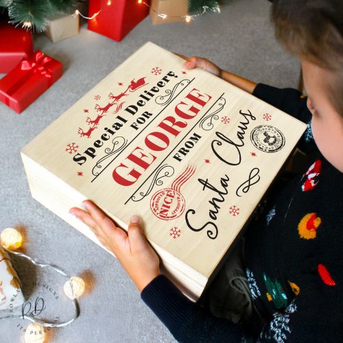 Personalised Special Delivery Christmas Eve Box from Santa Claus Wooden