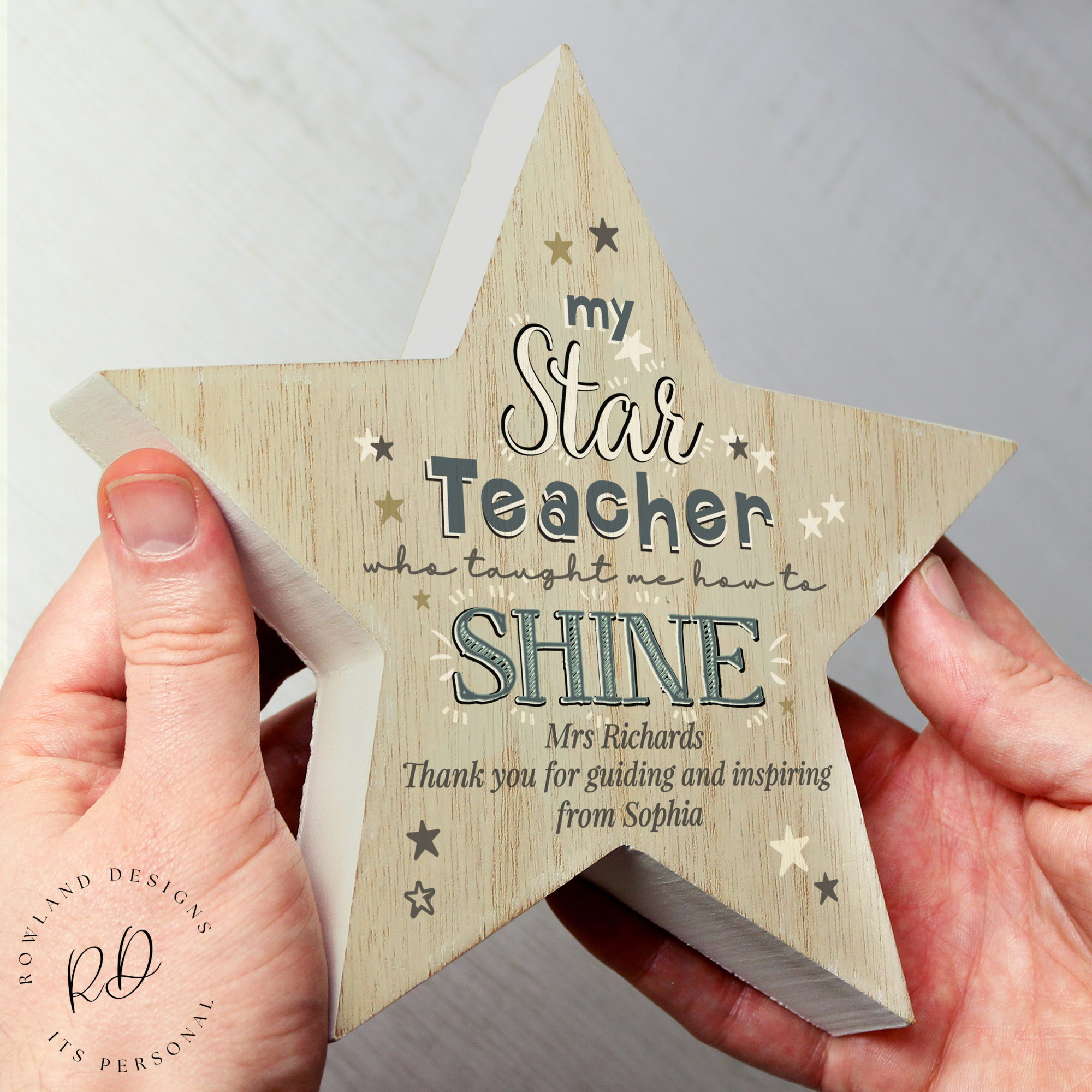 Personalised wooden star gift for teacher