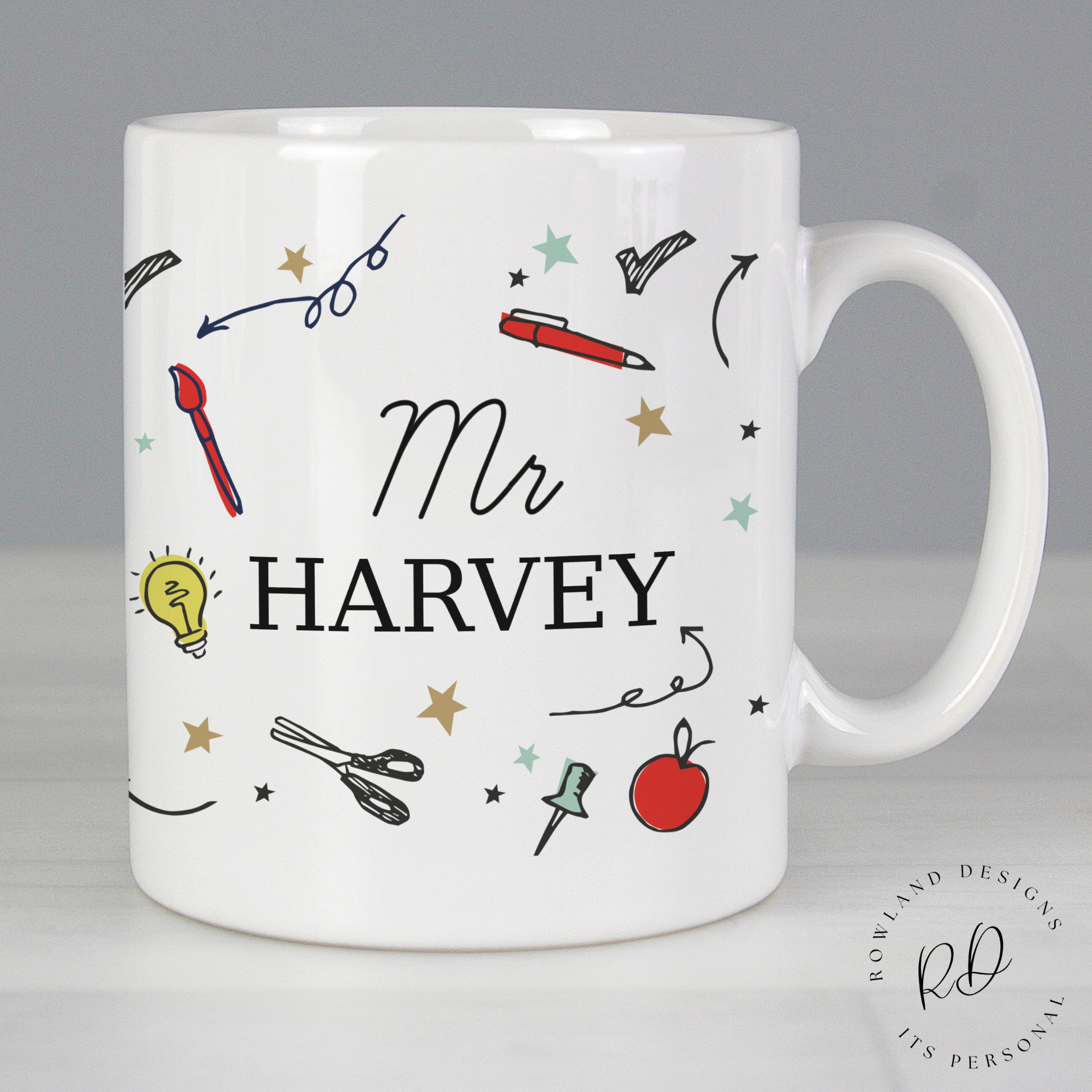 Custom ceramic teacher mug with personalisable message