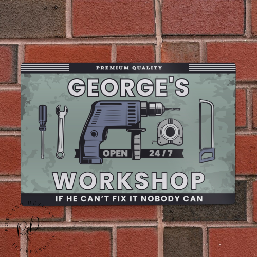 Turn his workspace into a custom zone of pride with this bold, aluminium sign – the perfect gift for DIY lovers.