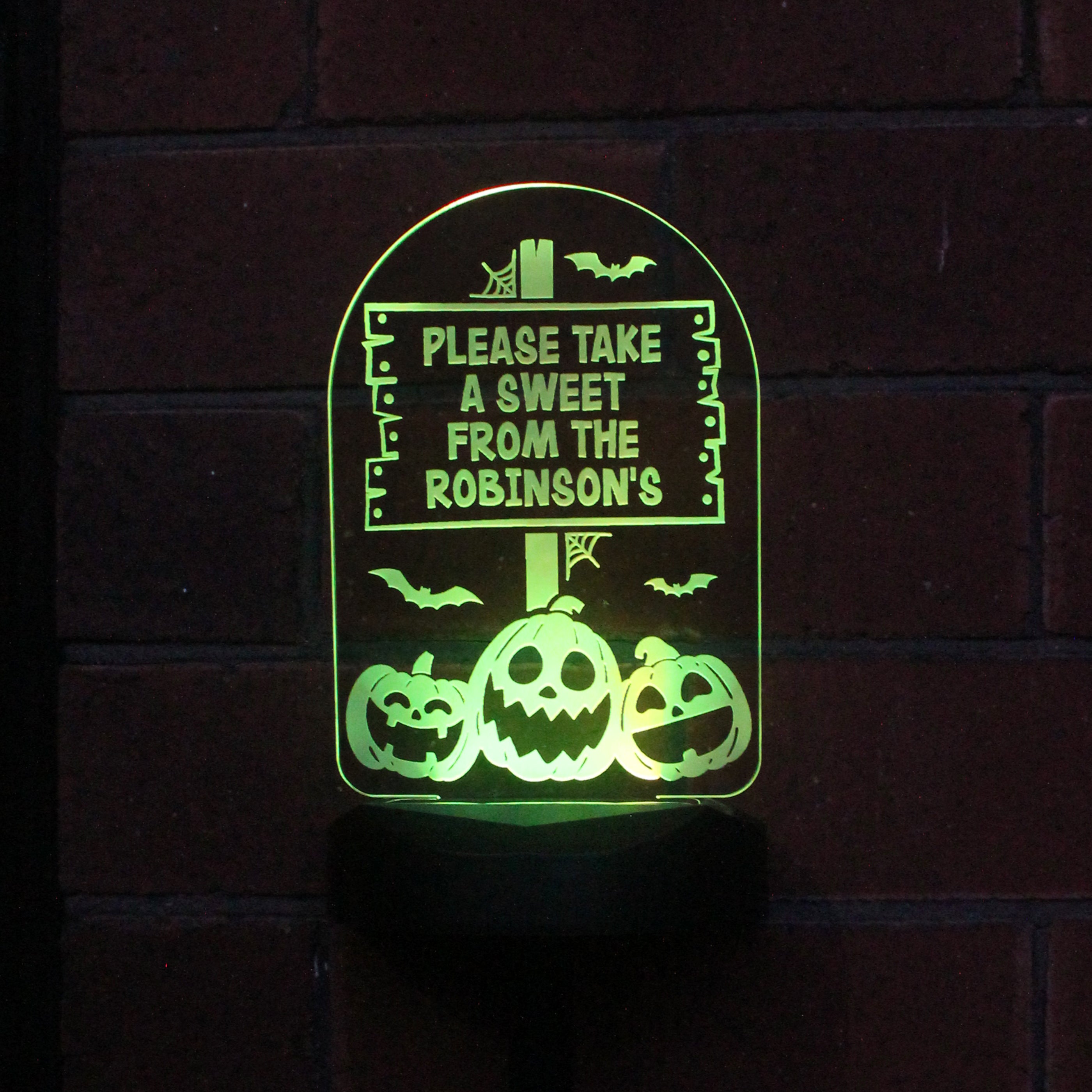 Personalised Pumpkin Patch Halloween Solar Light.