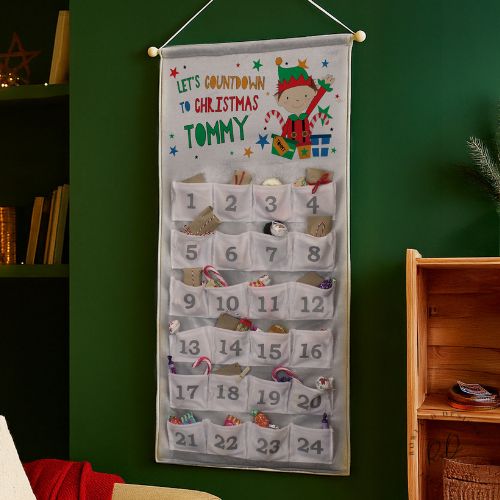 Durable Polyester Elf Advent Calendar Reusable Christmas Countdown