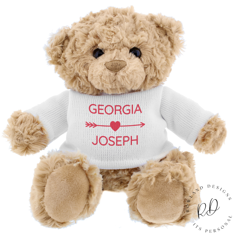 Romantic personalised teddy bear with custom names