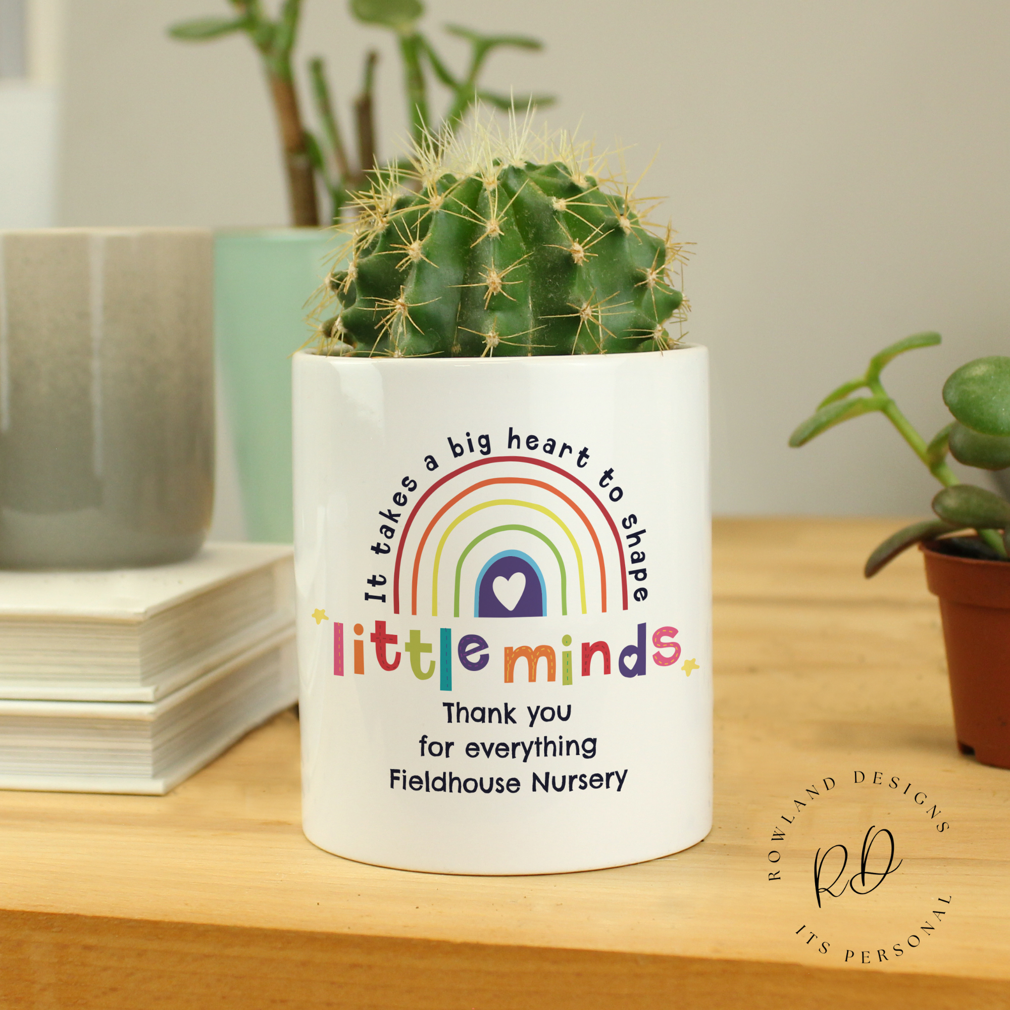 Stylish ceramic storage pot, a practical and sentimental teacher appreciation gift.