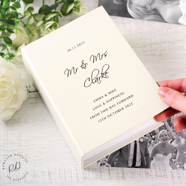Personalised Wedding Photo Album with Custom Text.