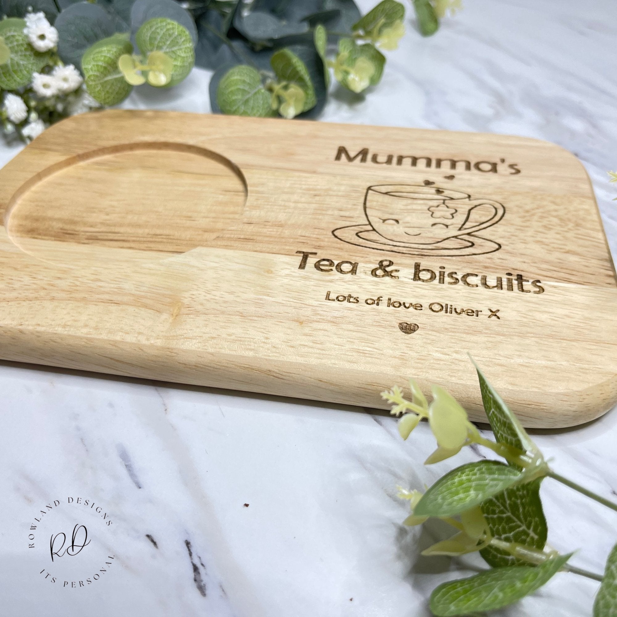Custom engraved tea and biscuit tray – ideal gift for Grandad or Dad