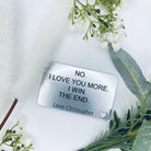 Close-up of engraved wallet card gift for girlfriend or wife