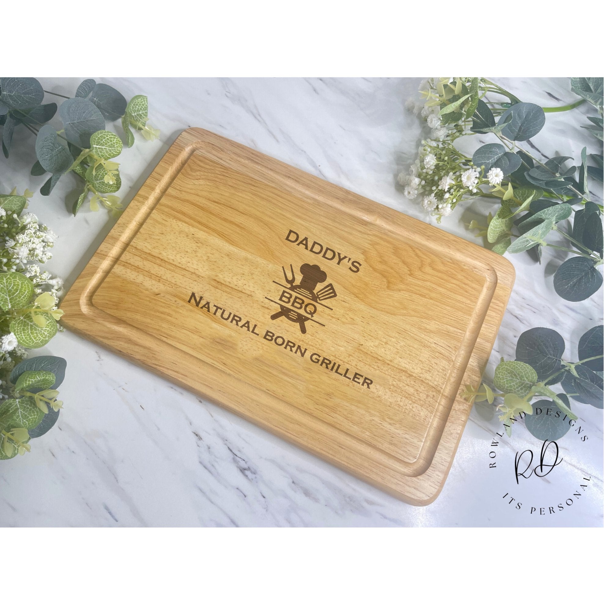 Personalised "Natural Born Griller" chopping board, a unique gift for a grill master.