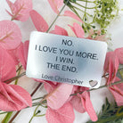 Personalised metal wallet insert for her with engraved love message