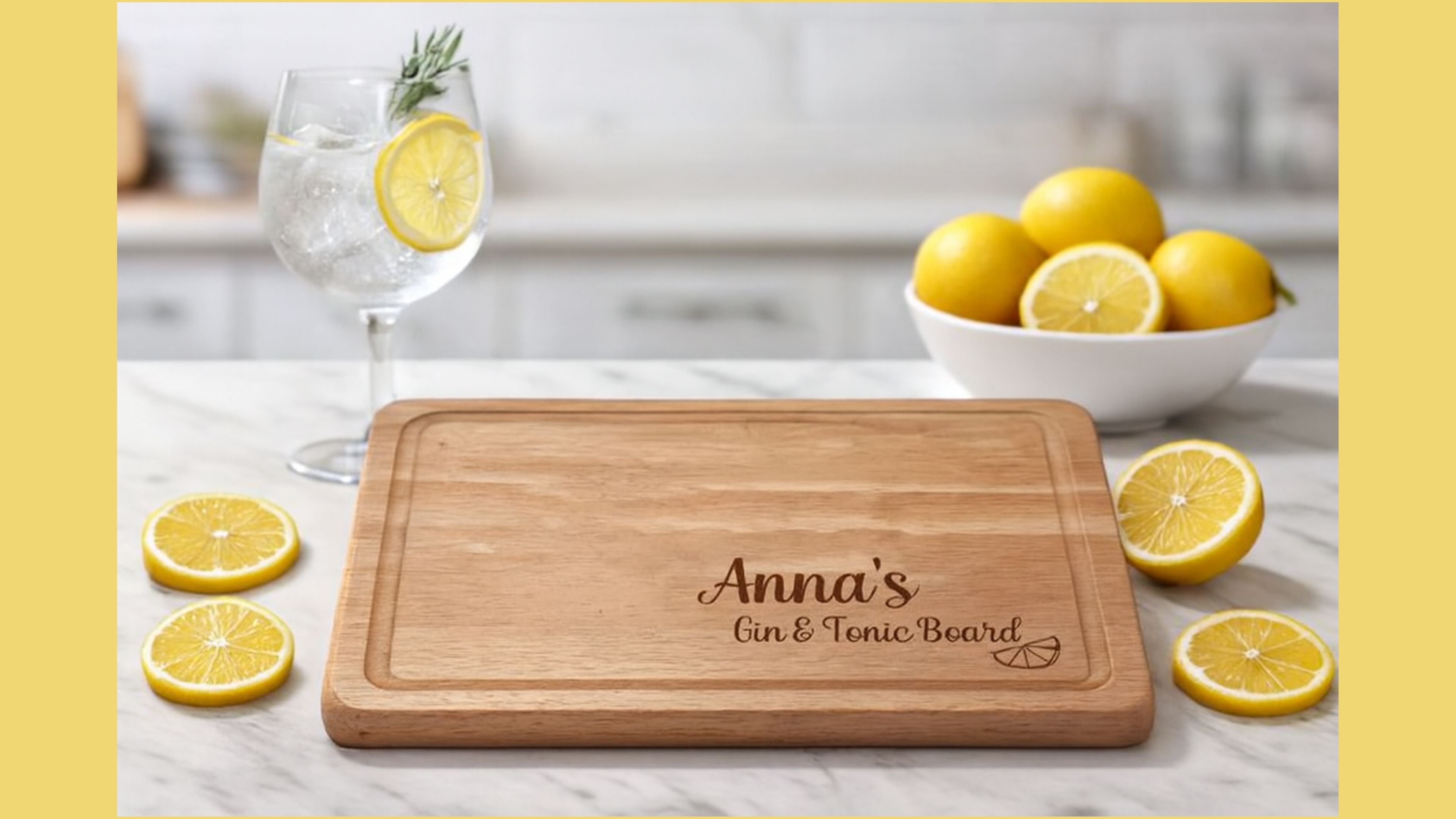 Valentine’s Day Gifts for Girlfriend - engraved chopping board - anna's gin and tonic board 