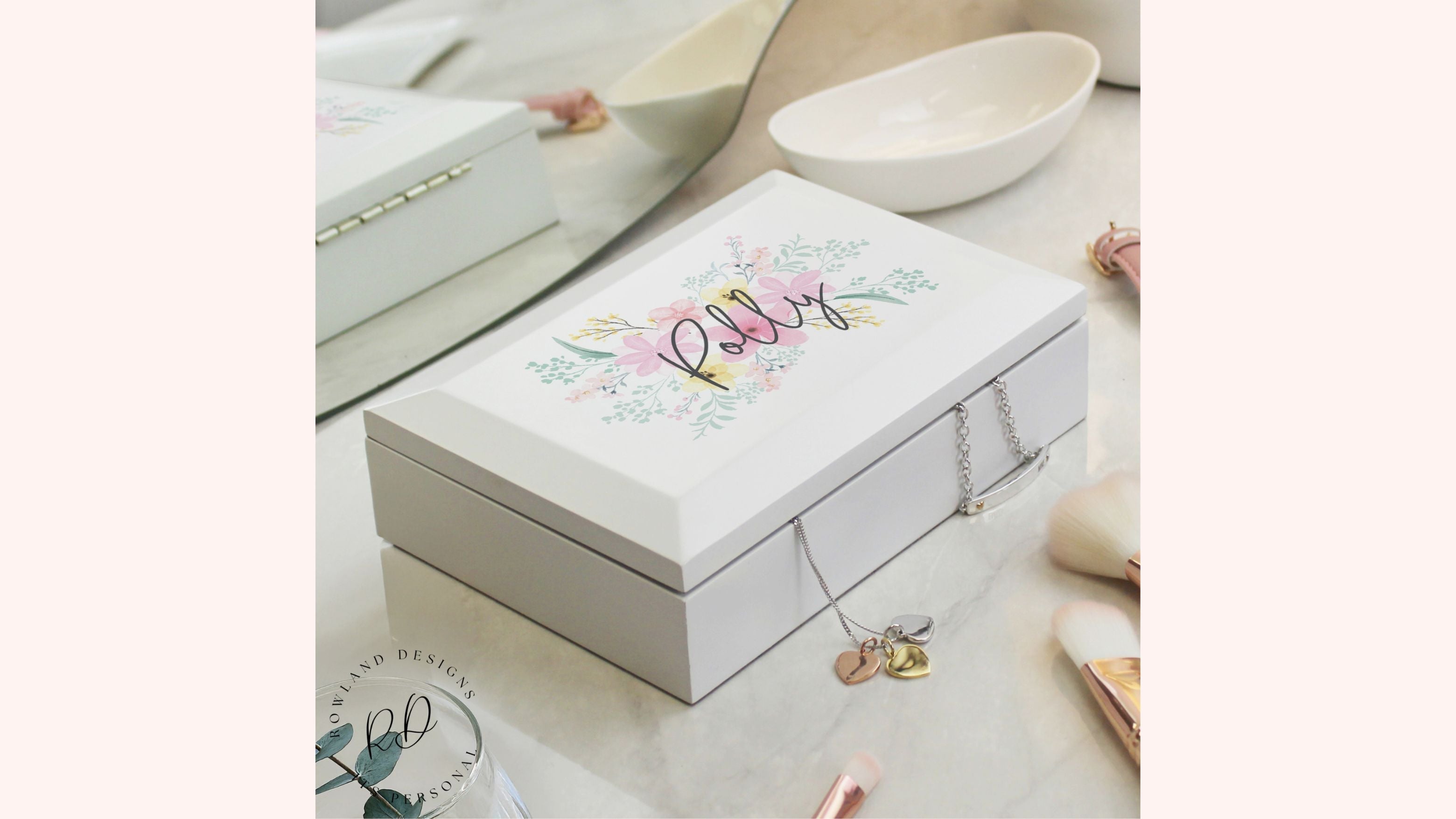 Valentine’s Day Gifts for Her - jewellery box personalised with name polly 